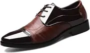 HALMSZB Spring Leather Shoes for Men Business Large Size Shoes Fashionable Baita Wedding Shoes Oxfords(Brown,6)