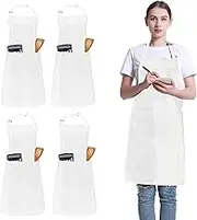 FunChaos 4 Pack Chef Apron, Adjustable Apron with 2 Pockets, Unisex Personalised Apron for Cooking, Kitchen, Restaurant