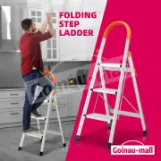 Foldable Aluminium Step Stool Portable Folding Ladder Platform Stairs Handrail