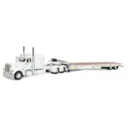 1/64 White Peterbilt 389 w/ Landoll 440B-50CA Traveling Axle Trailer DCP 60-2033