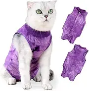 Cat Recovery Suit for Spay Cat Onesie for Cats After Surgery, Breathable Cat Surgery Recovery Suit Surgical Spay Suit, Kitten Recovery Suit Collar Alternative Anti Licking Wounds. (Purple, Large)
