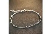 Solid 925 Sterling Silver Double Strand Bracelet