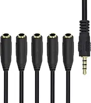 Tunghey 3.5mm Splitter Mic and Audio Cable, 1 to 5 Ways TRRS 4Pole Male to 5Female for Earphone & Headset Phone - 30cm