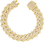 [LuxeFlex] Cuban Link Bracelet for Men and Women, 8mm 14K Gold/White Gold Plated, 5A Zircon Iced Out Cuban Link Chain Bracelet Set, Diamond CZ Rapper Necklace, Miami Hip Hop Jewelry