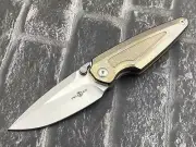 Twosun Folding Knife M390 Titanium Handle Camping Pocket Knife TS439-M390-Gold