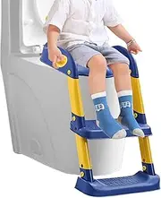 Toddler Toilet Seat, 2-in-1 Foldable Potty Training Seat with Step Stool Ladder, PP Anti-Slip Pad, Safe Bathroom Accessories, for Kids 6 Months to 10 Years, Portable, Easy to Use