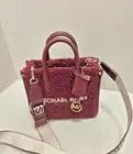Michael Kors Mirella XS Shearling Shopper Crossbody Handbag Purse Bag (Oxblood)