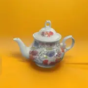 Watercolor Teapot With Lid White With Flowers Ceramic