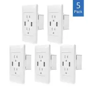 5PK Dual USB Port Wall Socket Charger AC Power Receptacle Outlet Plate Panel USA
