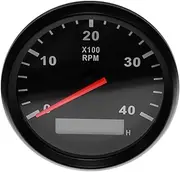 SKMWLMRAJ 85mm Boat Tacho Sensor Marine Tacho Meter with LCD Hourmeter 3000 4000 6000 8000 RPM Marine Tachometer 12V/24V Red Backlight Automobile Tachometer(BN 0-4KRPM)