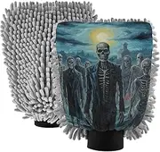 XYMZR Zombie Dark Absorbent Microfiber Car Wash Mitt, Funny Cute Anime Scratch Free for Cars Cleaning, Home Cleaning Mitts, 2 Pack, 10.24” L x 7.09” W