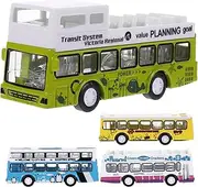 CORHAD Boys and Girls Pull Back Bus Toys 4pcs Alloy Bus Model Car Toys Toddlers 1:60 Scale