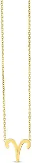 [JewelryWeb] 14k Yellow Gold Aries Necklace With Spring-Ring Clasp Jump-Ring At 41 Centimeters .9mm Chain width 46 Centimeters Chain-Necklace for Women and Men