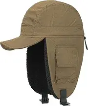 [Croogo] Men's Trapper Winter Hat Eskimo Hats Women Flat Bill Russian Ushanka Hat Trooper Aviator Cap with Windproof Waterproof