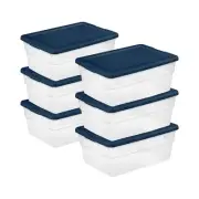 Sterilite Stackable 16 Qt Storage Box Container, Clear with Blue Lid, (12 Pack)