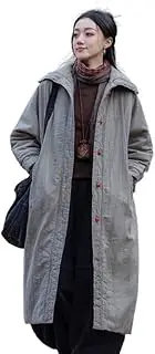 [ChangNanJun] Women's Linen Cotton Quilted Long Sleeve Casual Coat Long