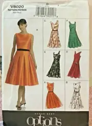 VOGUE Pattern V8020 Flared, unlined dress Sz: 12-14-16 NEW, Uncut & FF