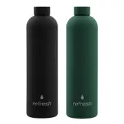 2PK Lemon & Lime 1L Refresh Insulated Drink Bottle - Assorted