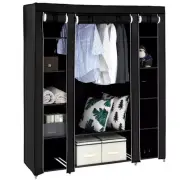 69" Portable Clothes Closet Wardrobe with Non-Woven Fabric Black