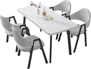 SHANGDAOYU Dining Table for 4, Faux Marble Kitchen Table and Chairs for 4 with Padded PU Leather Chairs for Small Space, Apartment, Kitchen, Dining Room, Space Saving