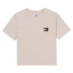 TOMMY 熱銷短版貼布文字LOGO圖案短袖T恤(女)-米色
