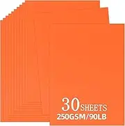 30 Sheets Orange Cardstock 8.5'' x 11'', 250gsm/90lb Heavyweight Cover Cardstock Paper, Thick and Smooth A4 Card Stock Perfect for Invitations, Menus, DIY Cards, Arts and Crafts