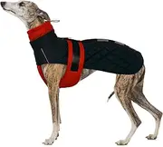 IECOii Greyhound Winter Coat for Large Dogs, Lurcher Whippet Waterproof Jacket, Salukis Dog Clothes With Warm Fleece, Extra Large Cozy Jumper, Red-XXXL