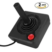 2-Pack Replacement Joystick Controller for Atari 2600 Gamepad - Black - Vintage