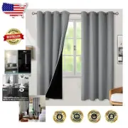 Double Layer 100% Blackout Drapes - Dove Grey, Noise Reducing, Machine Washable