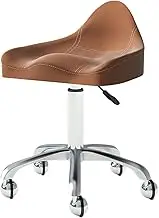 Saddle Stool with Backrest,Ergonomic Swivel Salon Cutting Stool,Liftable Saddle Chair with Alloy Wheels,for Home Office Hair Salon