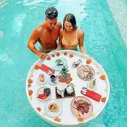 Extra Large Deluxe Floating Tray for Pool Stylish Breakfast Tray on The Water Floating Tray Table & Bar for Sandbars Spas Parties White