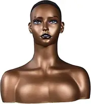 kokiya Realistic Female Mannequin Head Wig Holder Hat Display Rack Smooth Wig Head Stand with Shoulder for Earrings Jewelry Scarf