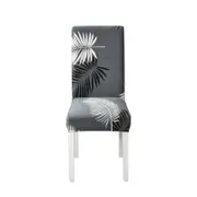 Anyhouz Chair Cover Gray Leaf Print Elastic Slipcover