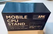 PC Computer Tower Stand with Wheels - Adjustable Mobile CPU Holder Cart for Desk