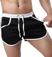 [KAMUON] Men’s Fitted Pockets Running Bodybuilding Workout Gym Active Short Shorts