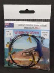 Wiggle ya Worm Hand tied Castable 110lb coated wire Gummy Shark rig, 8/0 hook