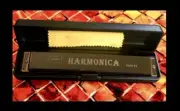 yuemei 24 hole HARMONICA in case+polishing cloth.mouth organ,(not a toy) Black