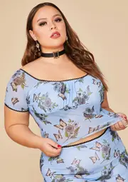 [Current Mood] So Scenic Vision Mesh Crop Top