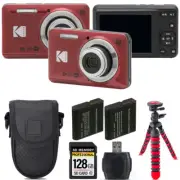 Kodak PIXPRO FZ55 Digital Camera (Red) +Extra Battery +Tripod +Case -128GB Kit
