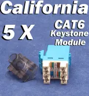 5 Pcs LOT Keystone 8P8C CAT6 RJ45 Network 110 Style Socket Punch Down Jack Blue