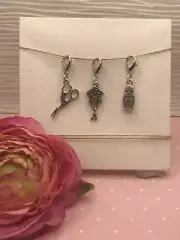 Scissor Clock or Russian Doll Silver Charms (stitch markers, knitting, crochet)