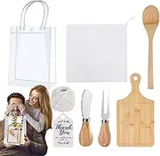Baby Shower Prizes | Wooden Spoon Party Favors Cheese Board Game Stuffers | Fork Bulk Small Eucalyptus Bag Serving Utensils with Thank You Tag for Guests