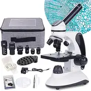 Monocular Microscope 40X-2000X Magnification for Students Adults,Dual LED Illumination Beginners Children Microscope with Kits,Phone Adapter,Carrying Case,AC Adapter,15 Slides for Lab Class Study
