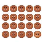 50Pcs Wooden Buttons 15mm 4 Hole Round Wood Sewing Button Craft, Brown