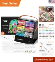 Artist-Grade 89 Colors Dual Tip Permanent Markers - Non-Toxic & Fade-Resistant