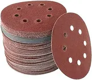 100Pcs Sanding Discs, 125mm, 80/180/240/320/400/800/1000/1500/2000/3000 Grit, Aluminium Oxide, Hook & Loop, 8 Holes, For Random Orbital Sander, Metal, Wood, Plastic, Leather, Rubber, Glass