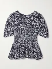 [KHAITE] KHAITE - Mathilde Cotton-blend Peplum Top - Navy - medium medium Blue