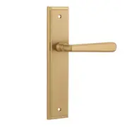 Iver Copenhagen Door Lever Handle on Stepped Backplate Brushed Brass
