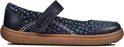 [Clarks] Flash Stripe Toddler Navy Leather Girls Rip Tape Shoes