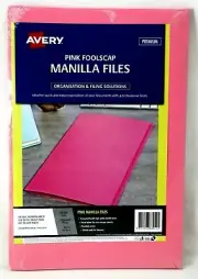 AVERY Pink Foolscap MANILLA FILES Premium 88252 Organisation Filling Pack of 20